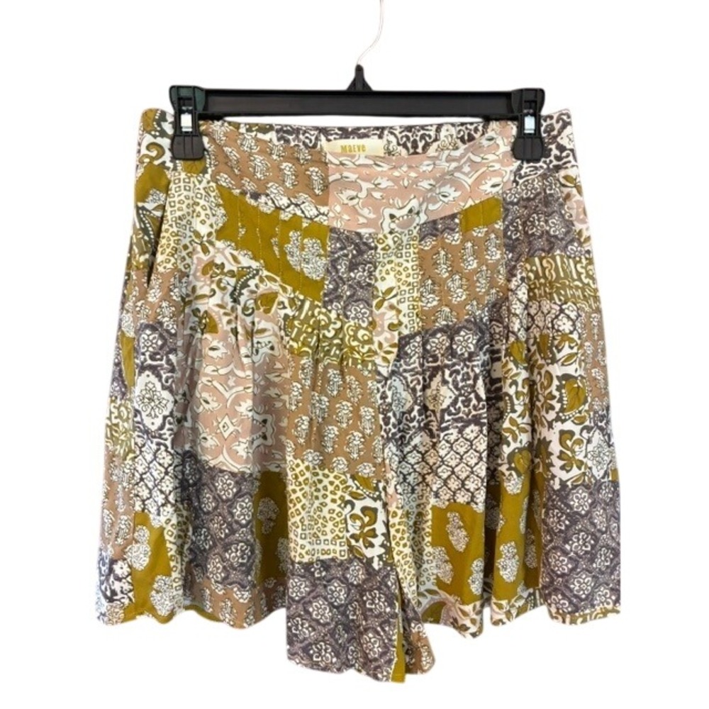Maeve Anthropologie Shorts Women XS Mustard Patchwork Excellent Boho Rayon - Picture 1 of 7